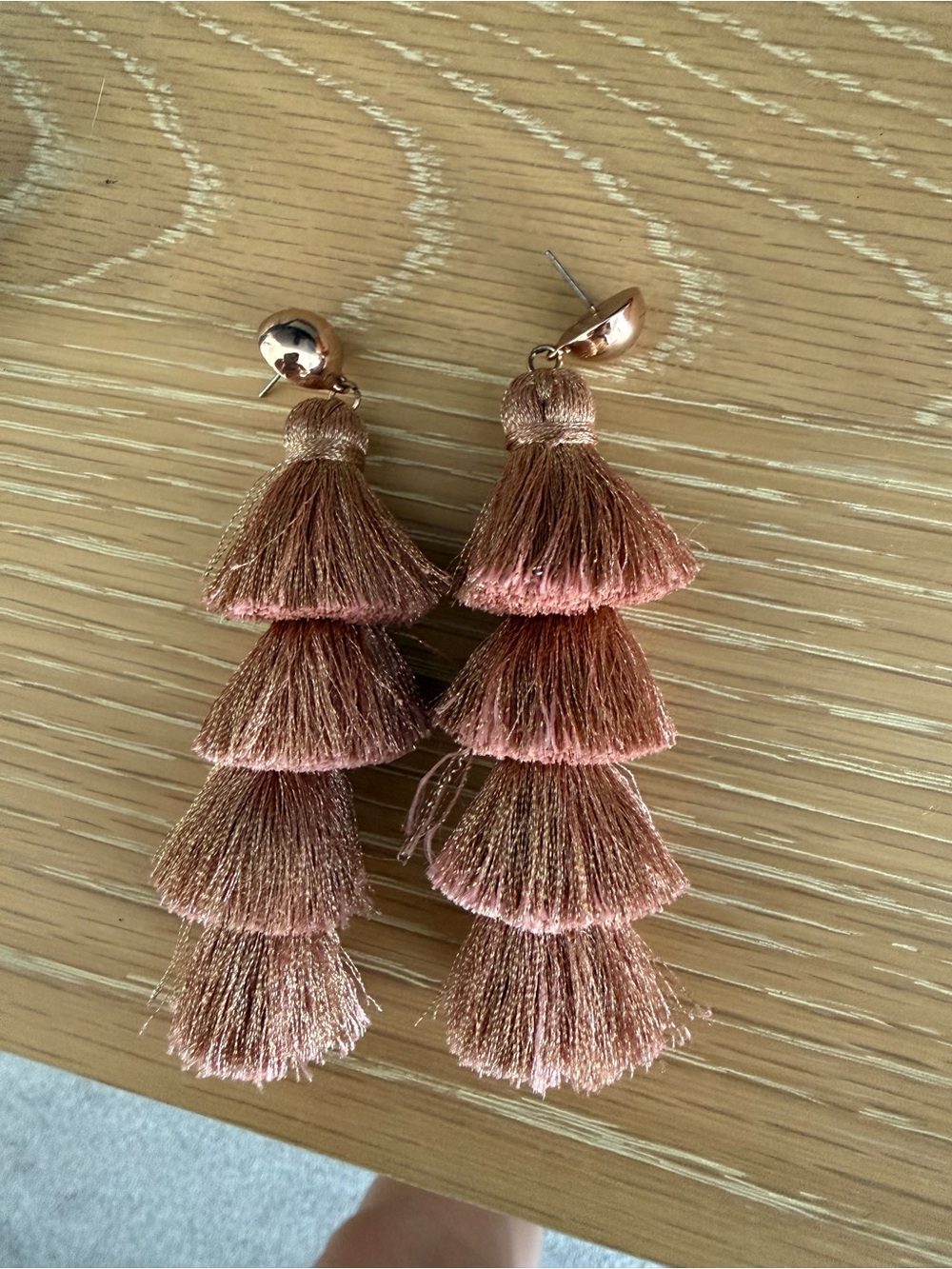 BaubleBar Rose Gold Tiered Tassel Earrings